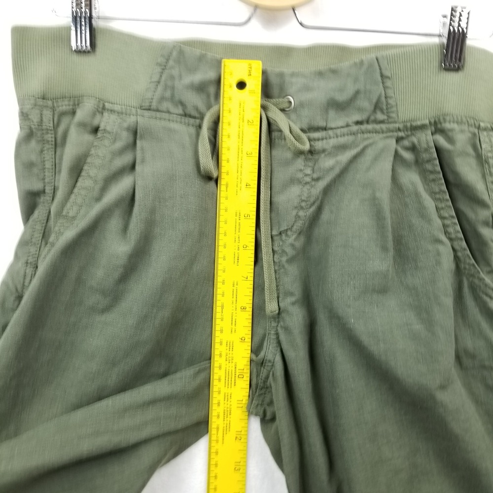 Athleta Joggers‎ 32" Olive Green 100% Linen Wide Leg Drawstring Casual Pants - Picture 5 of 13